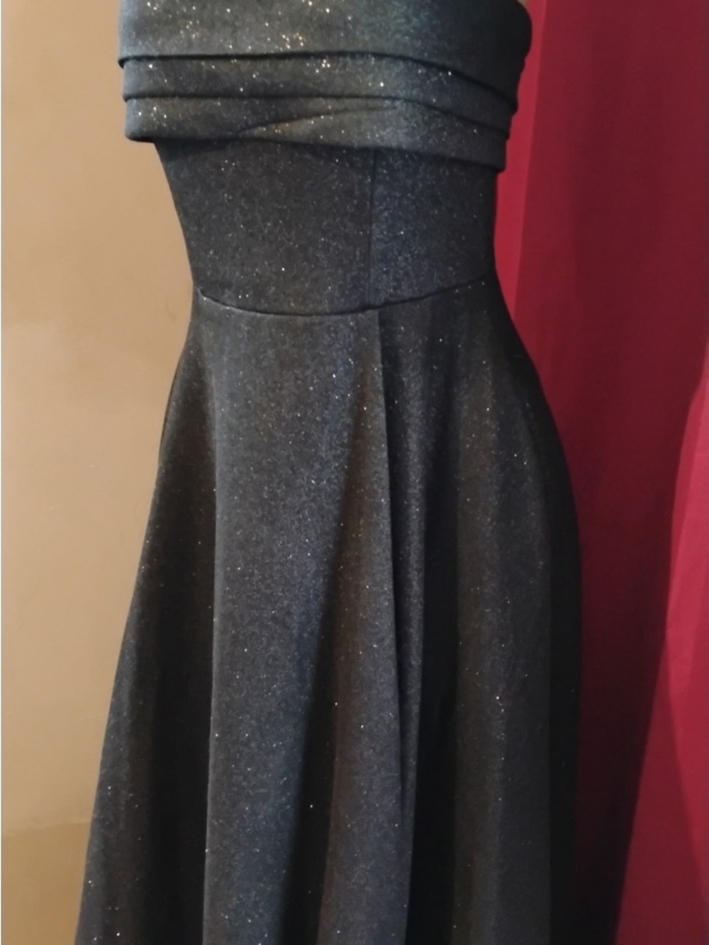 Windsor Strapless Black Sparkle Evening Gown - Picture 4 of 11